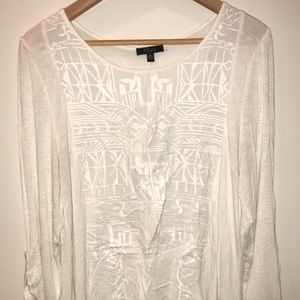 Cupio White Embroidered Top, Size XL